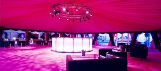 Round Marquee with Pink Light Interior