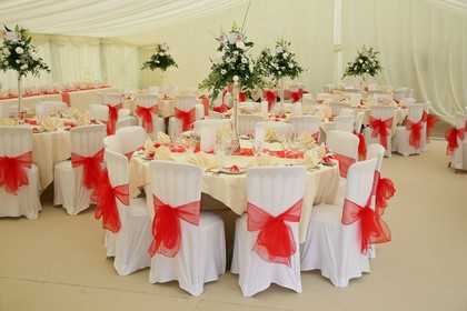 White and Red Chair Covers